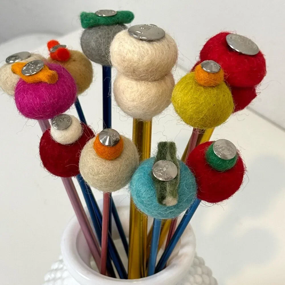 12 Handmade Felted Flower Bouquet Multicolor 10”